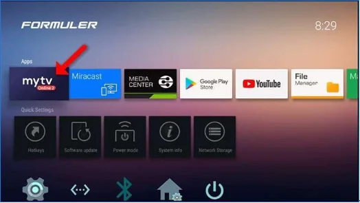 Interface utilisateur MyTV Online sur un décodeur Formuler pour la gestion IPTV au Québec.